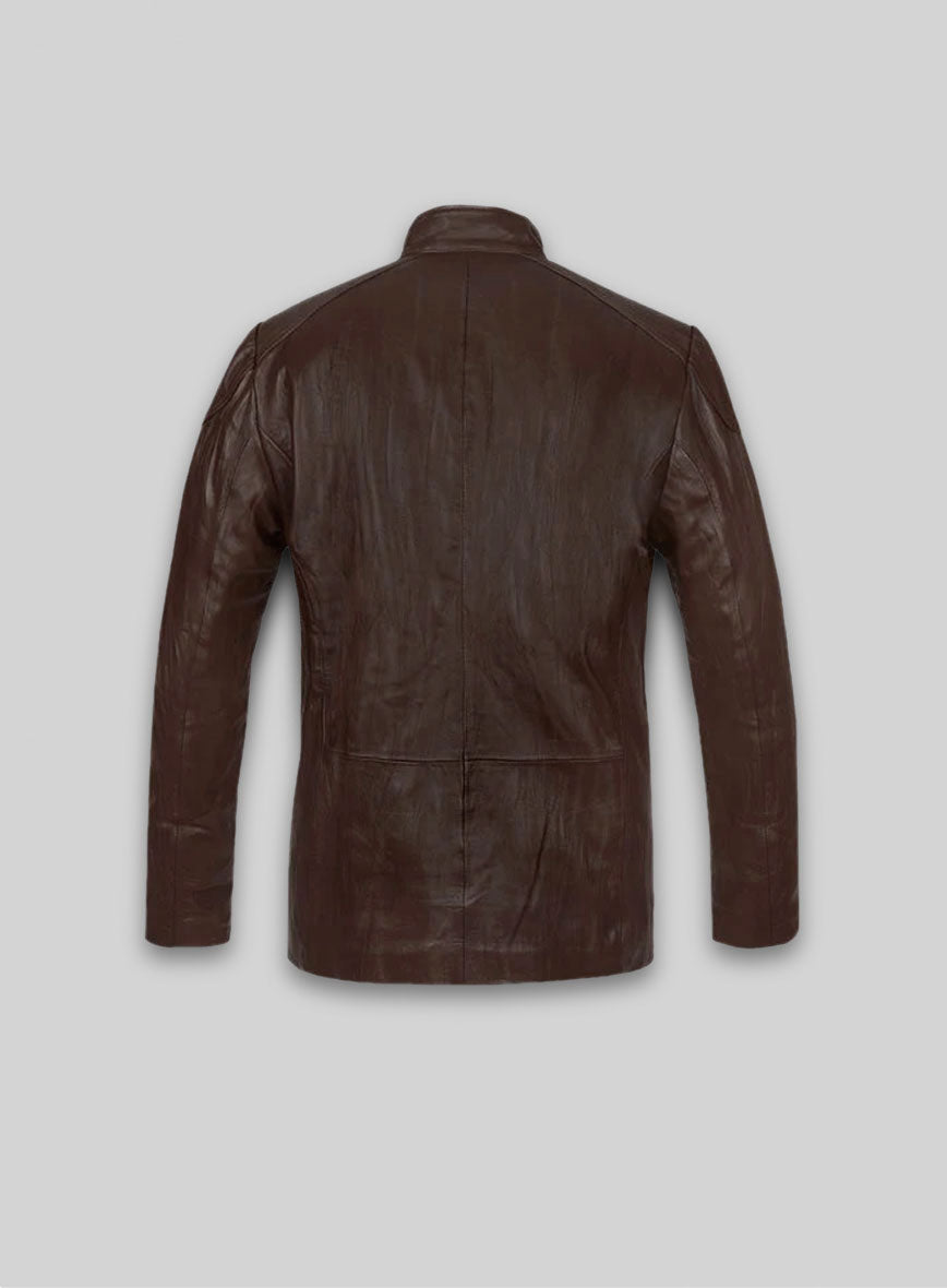 Wrinkled Brown Hugh Jackman Real Steel Leather Jacket