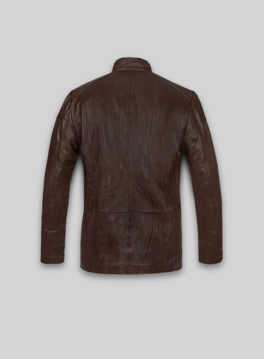 Wrinkled Brown Hugh Jackman Real Steel Leather Jacket
