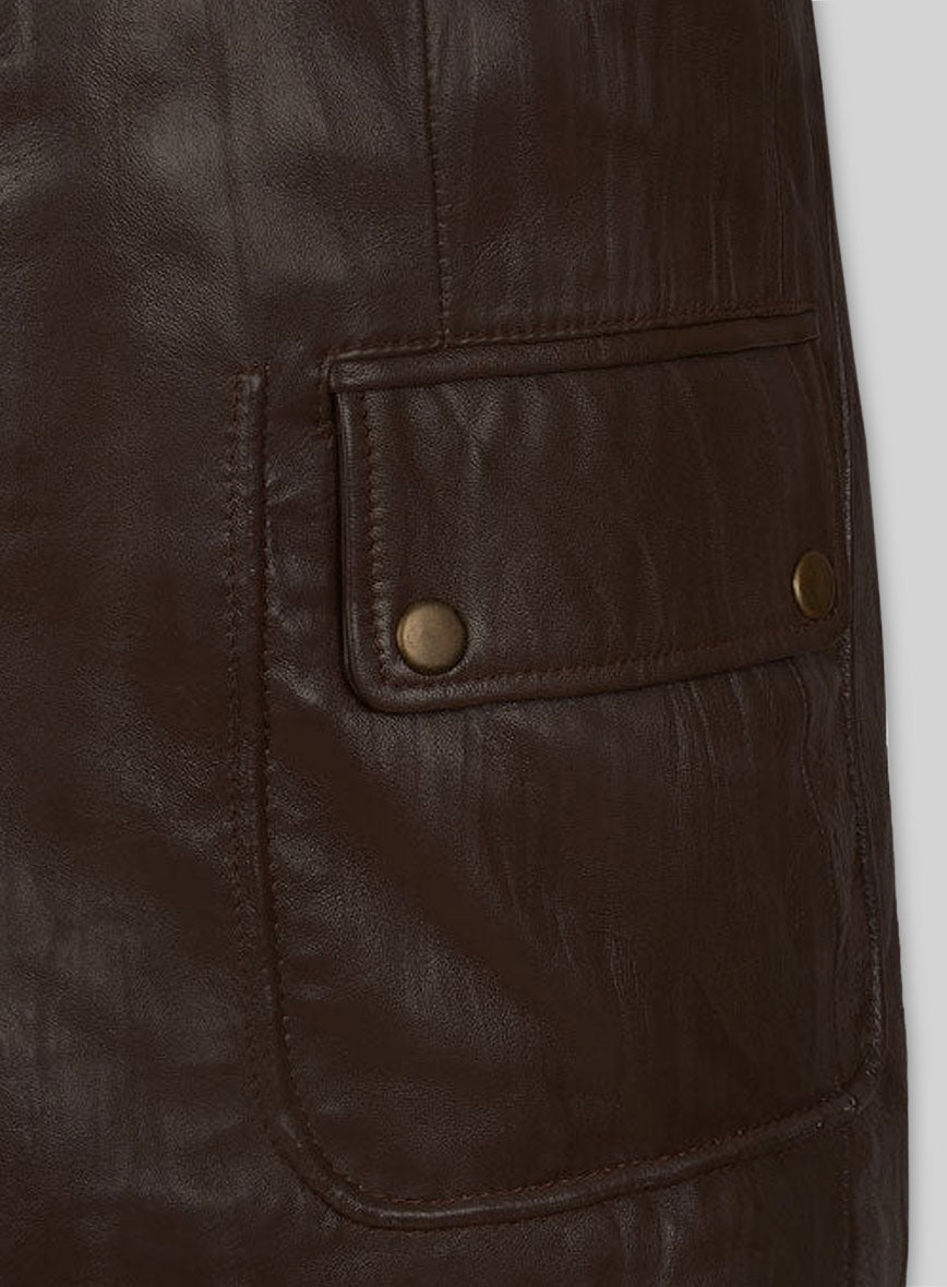 Wrinkled Brown Hugh Jackman Real Steel Leather Jacket