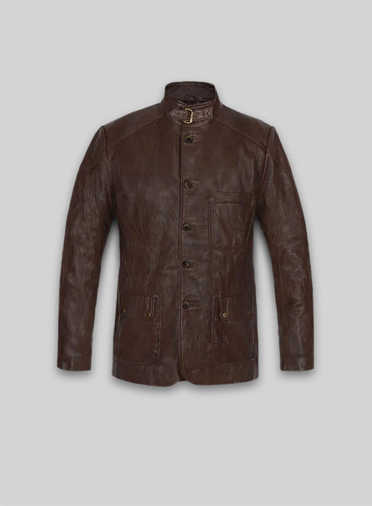 Wrinkled Brown Hugh Jackman Real Steel Leather Jacket