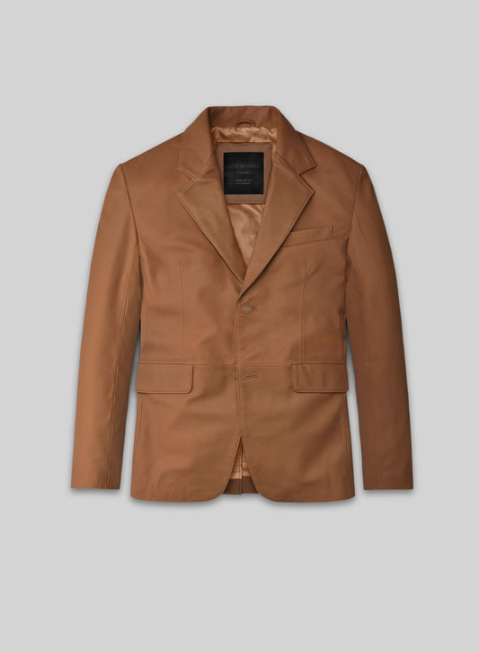 Hunter Tan Lambskin Leather Blazer