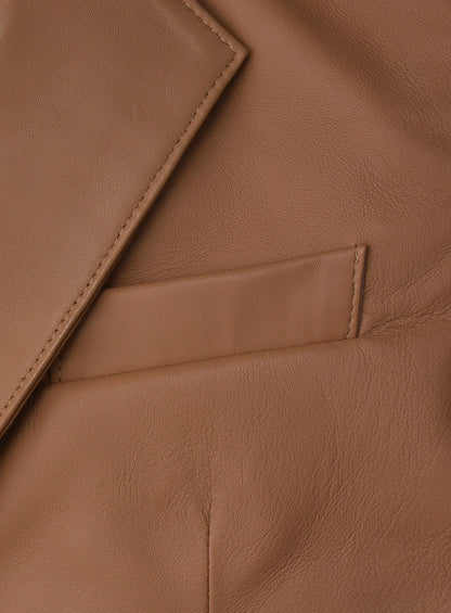 Hunter Tan Lambskin Leather Blazer