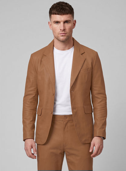 Hunter Tan Lambskin Leather Suit