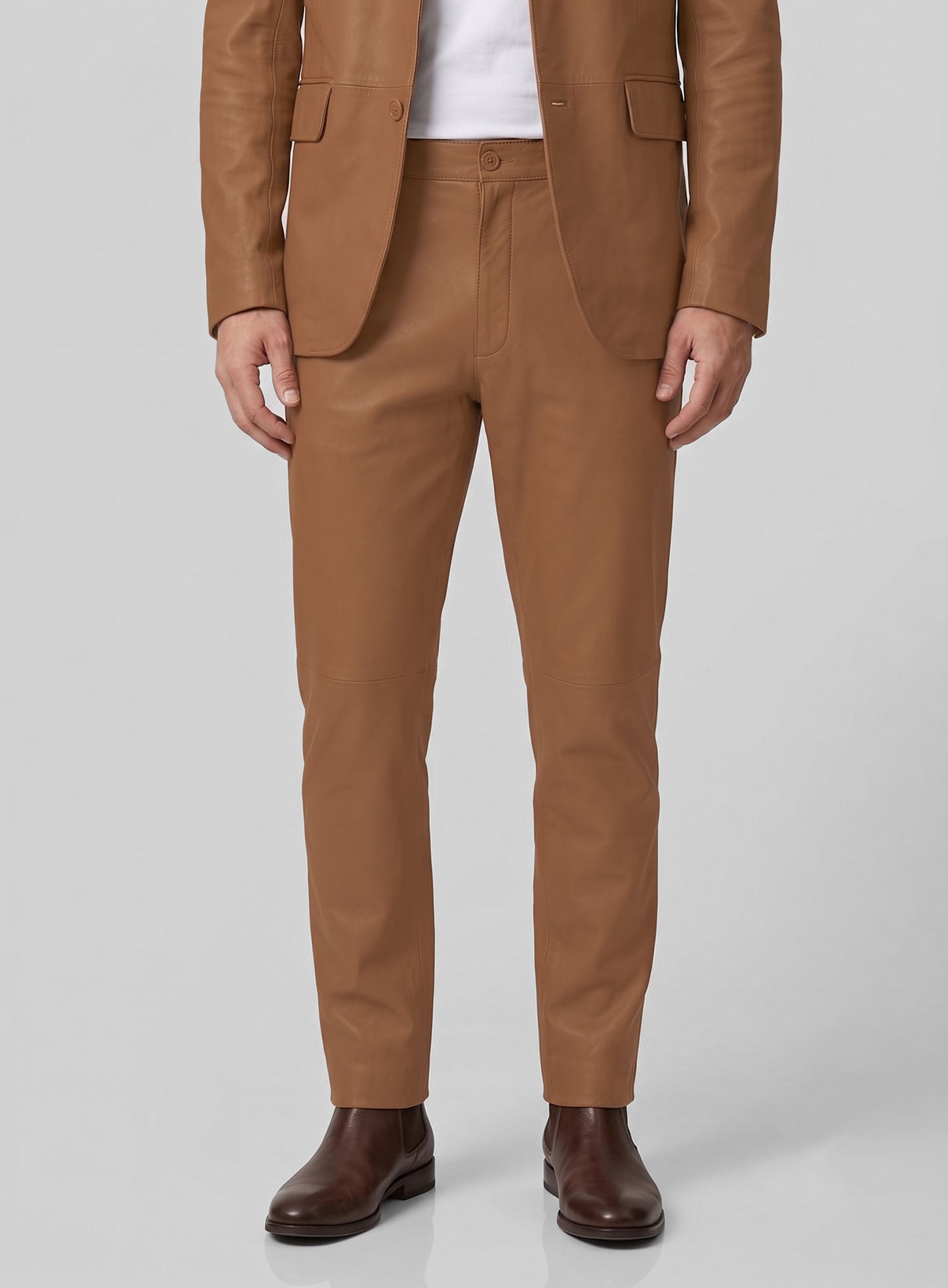 Hunter Tan Lambskin Leather Suit