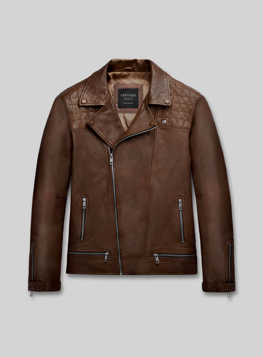 Ironwood Spanish Brown Biker Leather Jacket