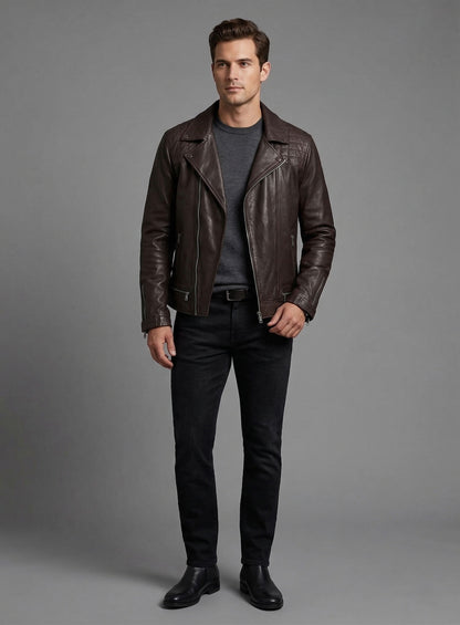 Ironwood Brown Biker Leather Jacket