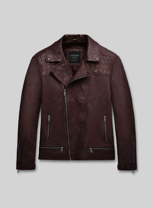 Ironwood Burgundy Biker Leather Jacket