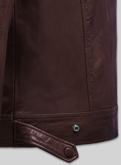 Ironwood Burgundy Biker Leather Jacket