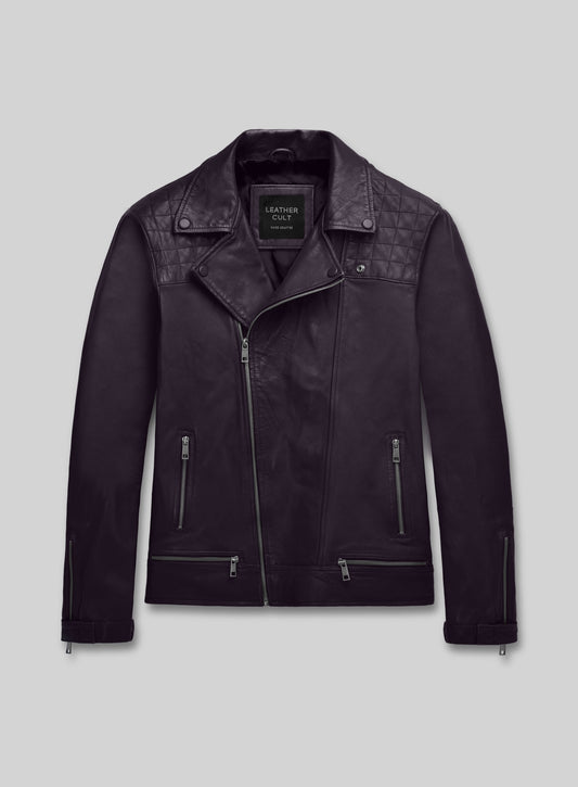 Ironwood Purple Biker Leather Jacket