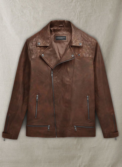 Ironwood Spanish Brown Biker Leather Jacket - LeatherCult