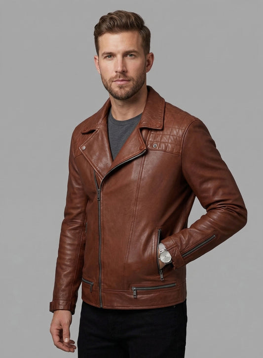 Ironwood Tan Biker Leather Jacket