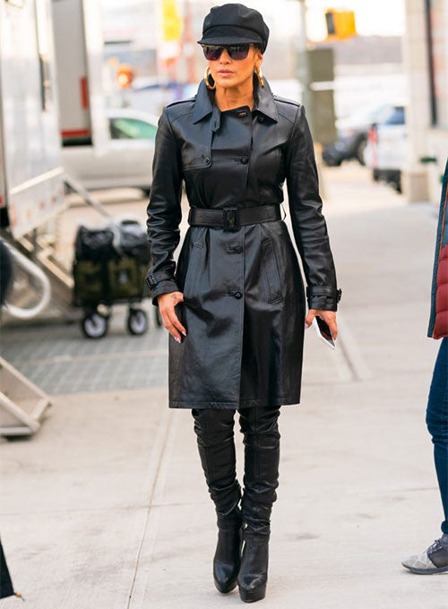 Jennifer Lopez Hustlers Leather Trench Coat - LeatherCult