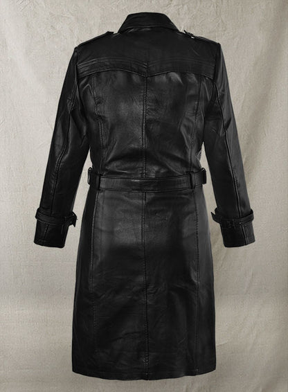 Jennifer Lopez Hustlers Leather Trench Coat - LeatherCult