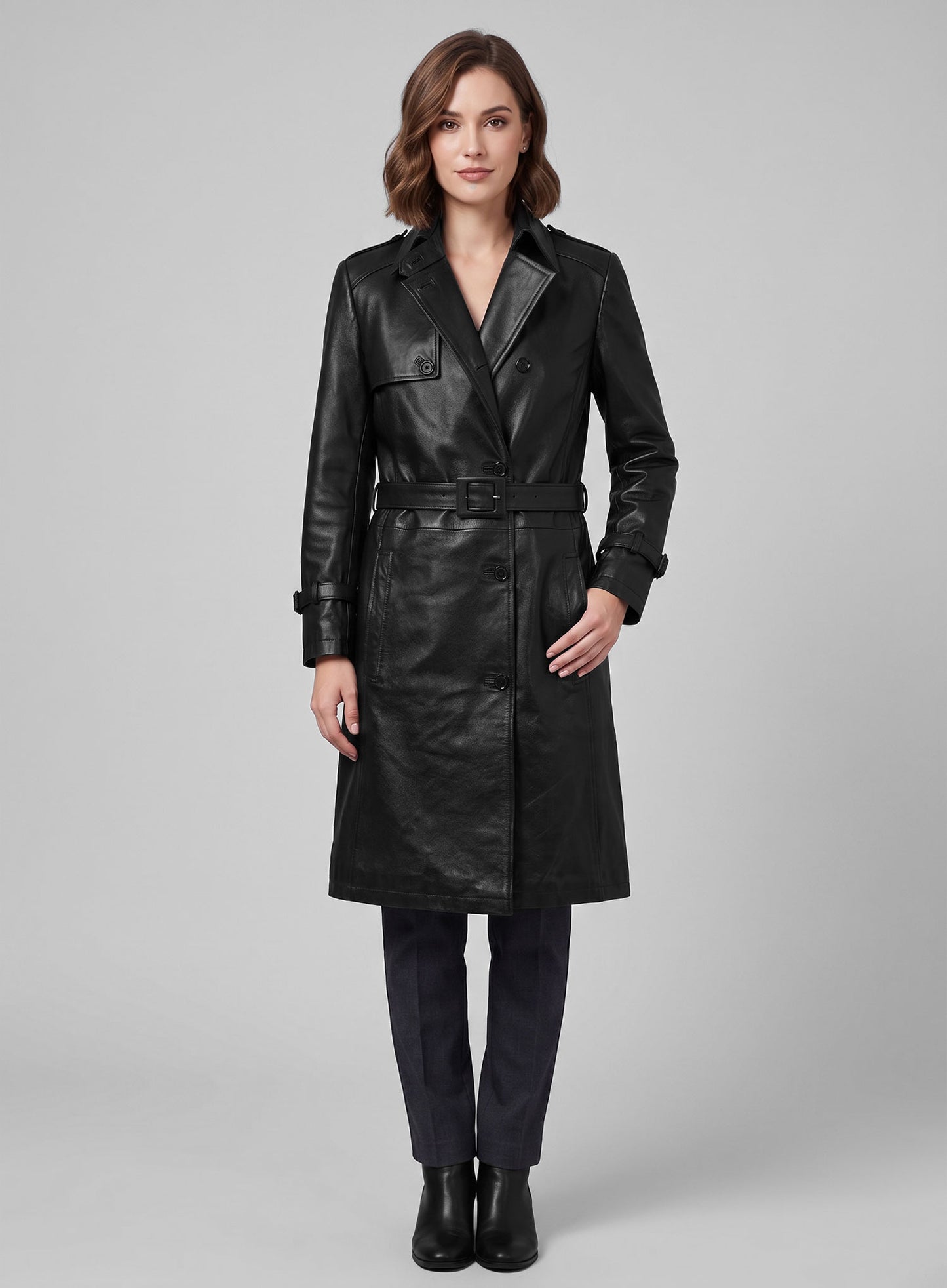Jennifer Lopez Hustlers Leather Trench Coat