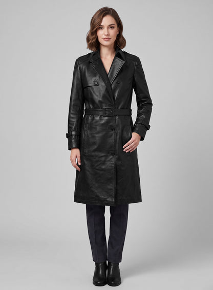 Jennifer Lopez Hustlers Leather Trench Coat