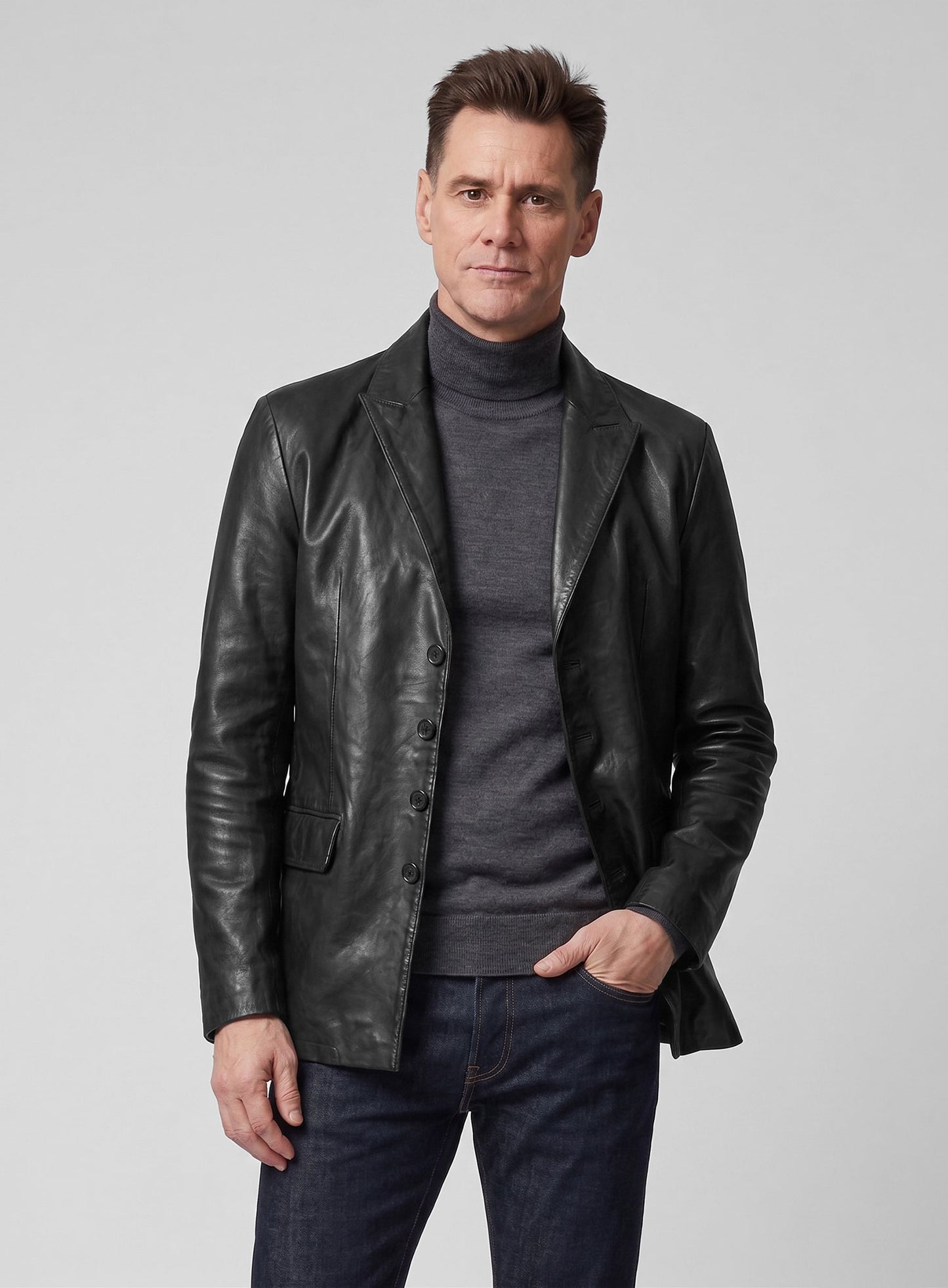 Jim Carrey Leather Blazer