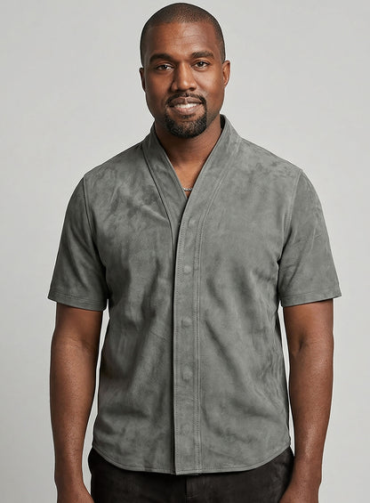 kanye west dress shirt Kanye West wearing Navy Blazer, White Dress Shirt, Charcoal Wool Dress Pants, Tan Leather Oxford Shoes