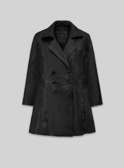 Kim Kardashian Leather Trench Coat