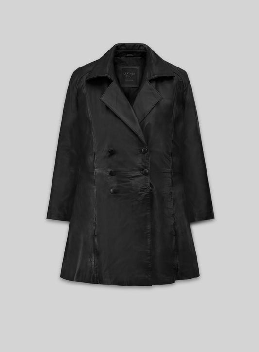 Kim Kardashian Leather Trench Coat