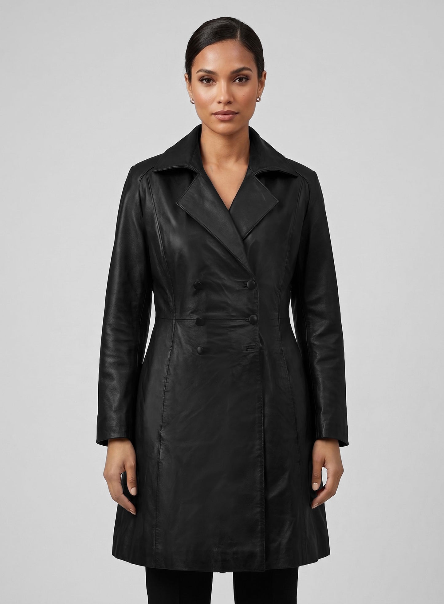 Kim Kardashian Leather Trench Coat