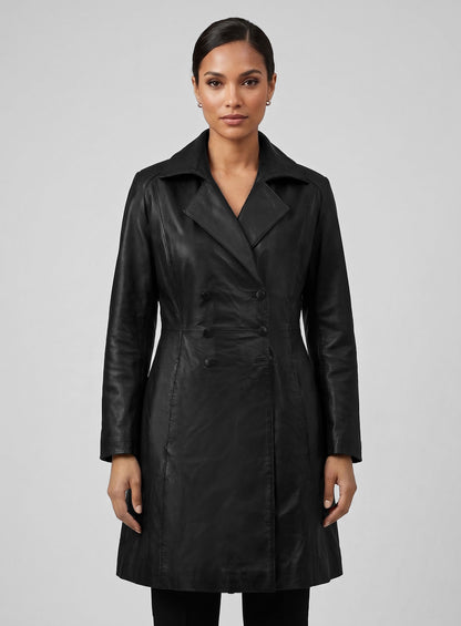Kim Kardashian Leather Trench Coat