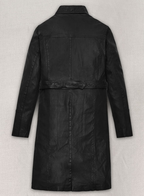 Kim Kardashian Leather Long Coat - LeatherCult