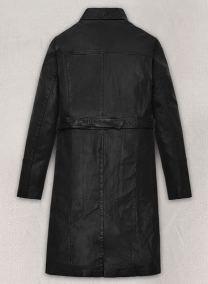 Kim Kardashian Leather Long Coat - LeatherCult