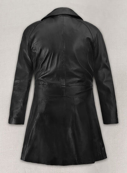 Kim Kardashian Leather Trench Coat - LeatherCult