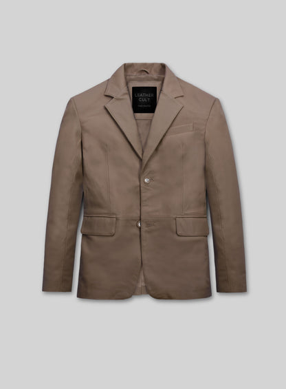 King Brown Lambskin Leather Blazer