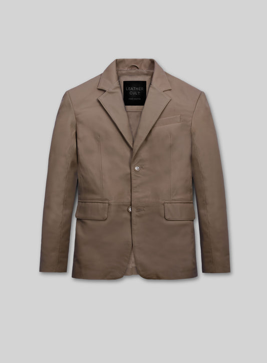 King Brown Lambskin Leather Blazer