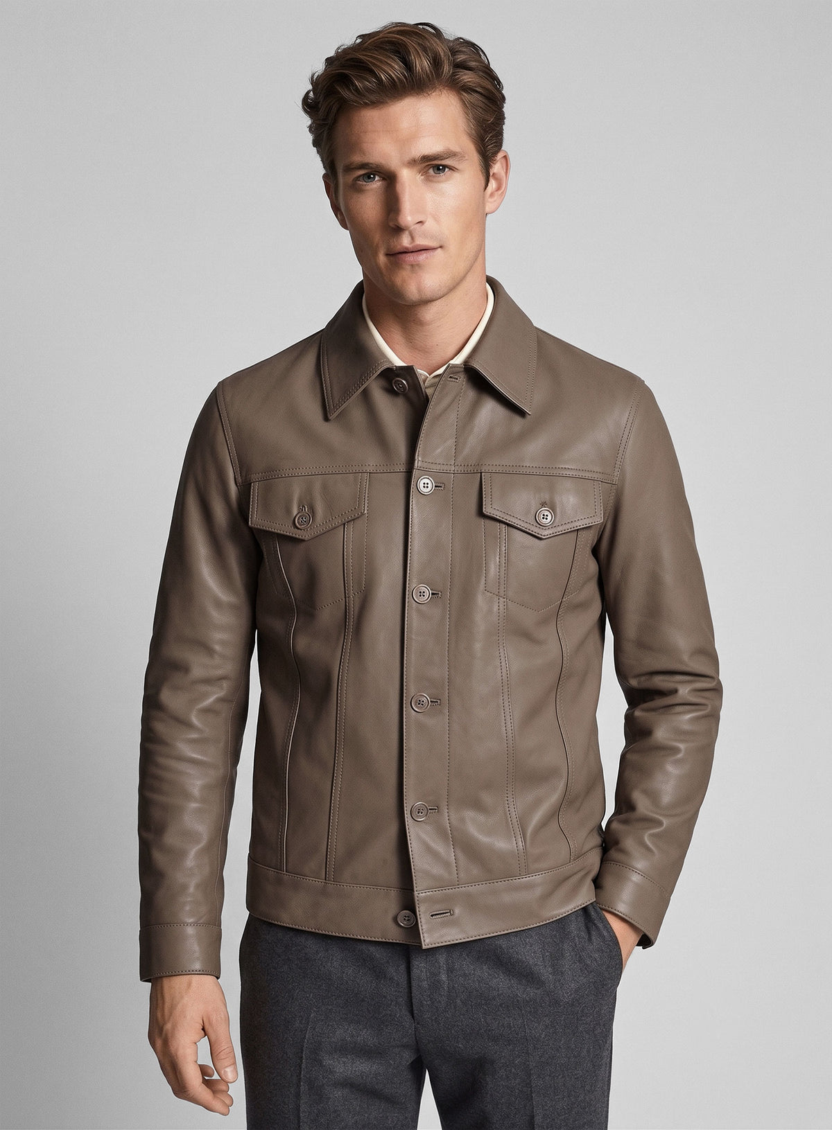 King Brown Washed Transformers Mark Wahlberg Lambskin Leather Jacket