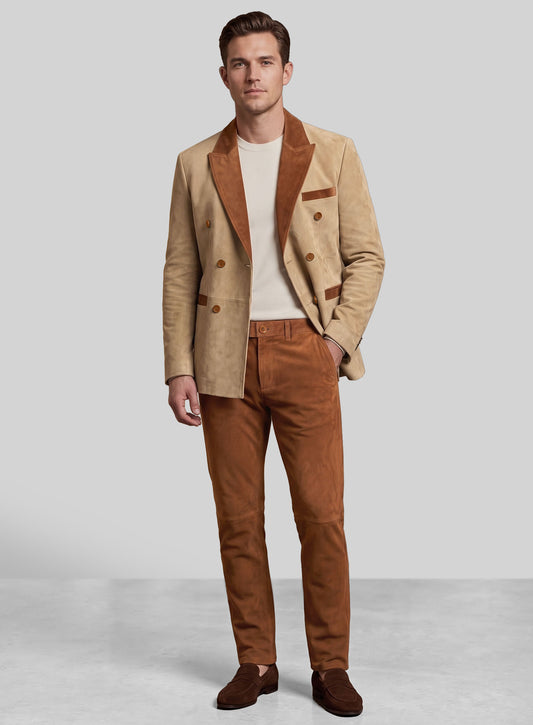Latte Beige Suede Hampton Leather Suit