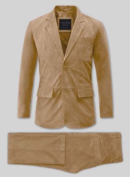 Latte Beige Suede Leather Suit