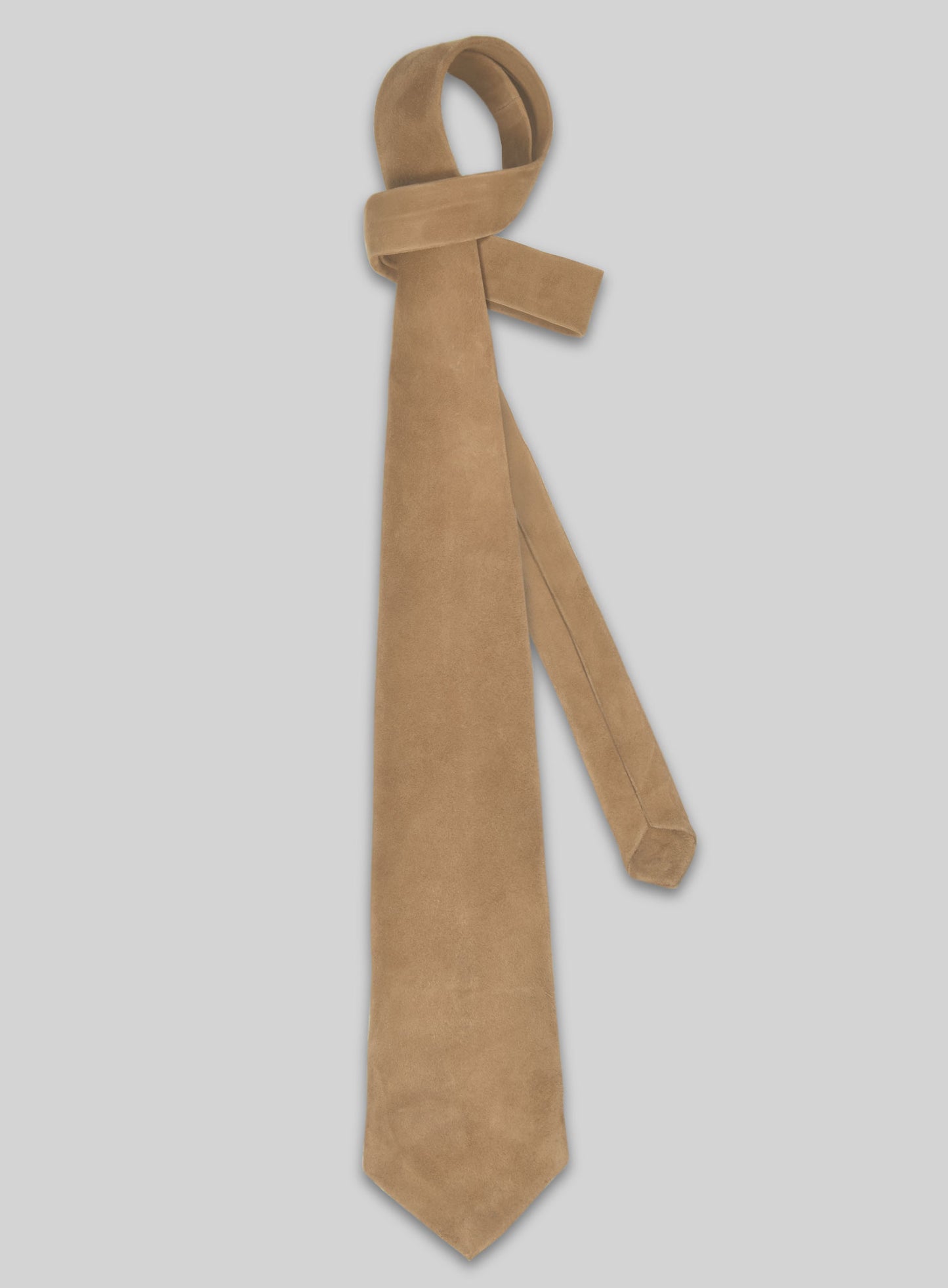 Latte Beige Suede Leather Tie