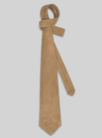 Latte Beige Suede Leather Tie