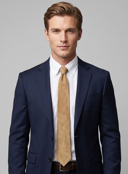 Latte Beige Suede Leather Tie