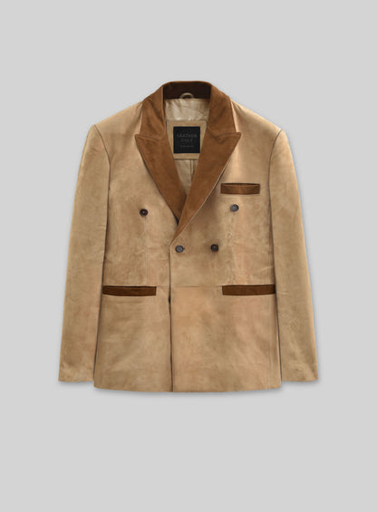 Latte Beige Suede Hampton Leather Blazer