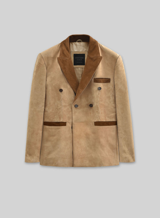 Latte Beige Suede Hampton Leather Blazer