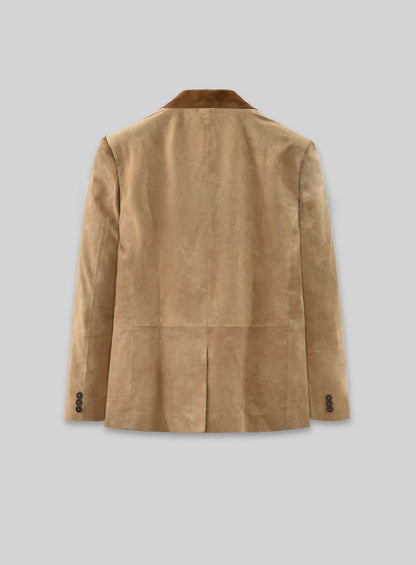 Latte Beige Suede Hampton Leather Blazer
