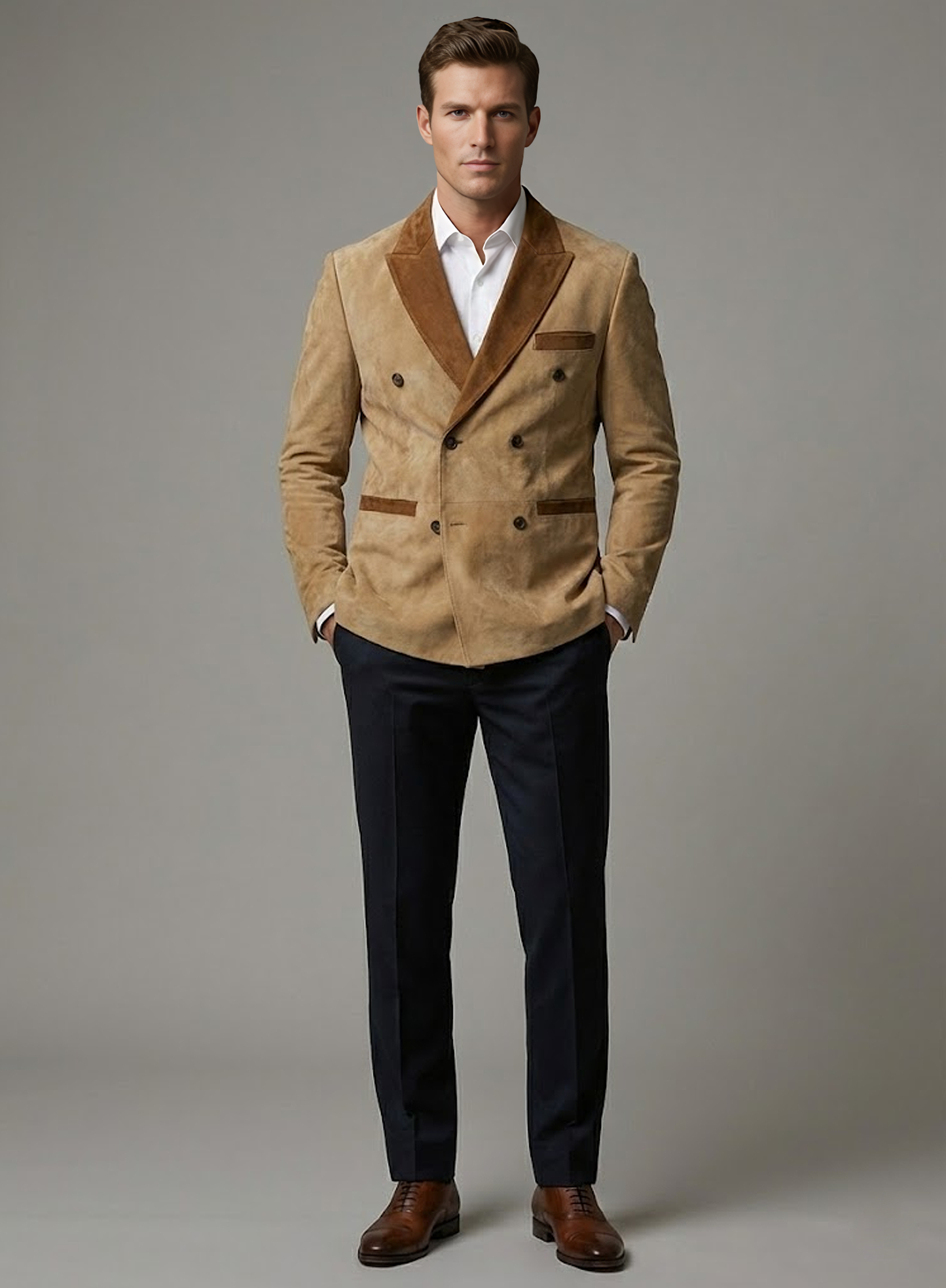 Latte Beige Suede Hampton Leather Blazer