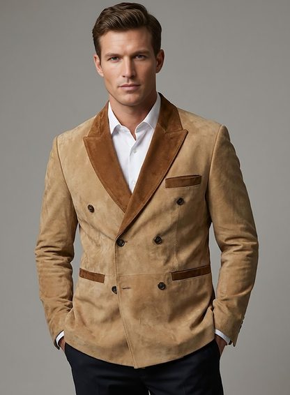 Latte Beige Suede Hampton Leather Blazer