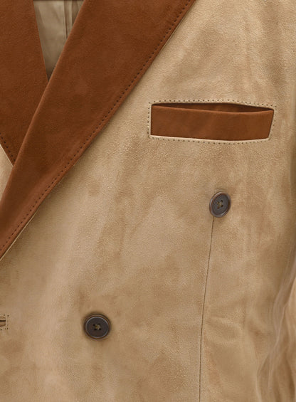 Latte Beige Suede Hampton Leather Blazer