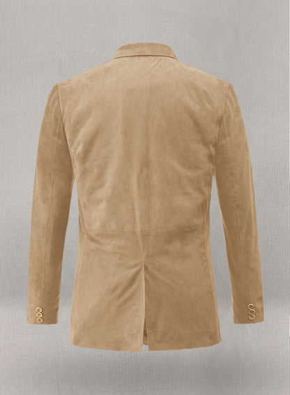 Latte Beige Suede Leather Blazer - LeatherCult