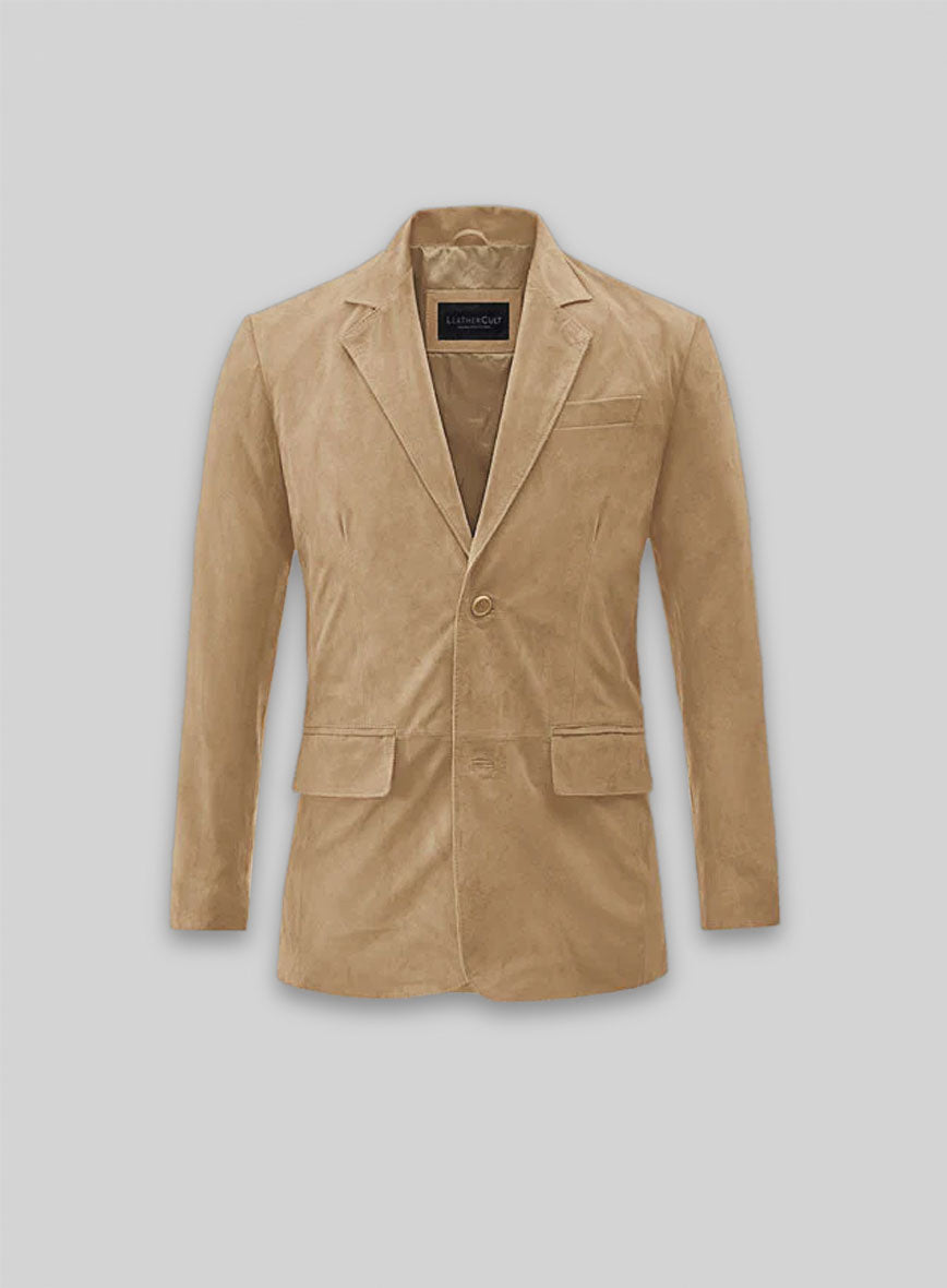 Latte Beige Suede Leather Blazer