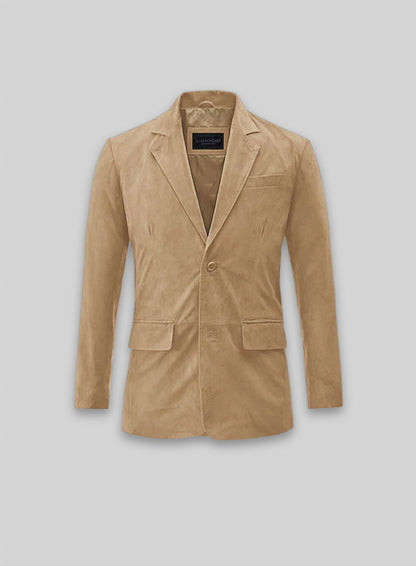 Latte Beige Suede Leather Blazer