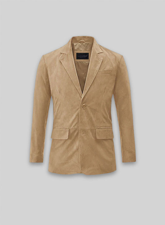 Latte Beige Suede Leather Blazer