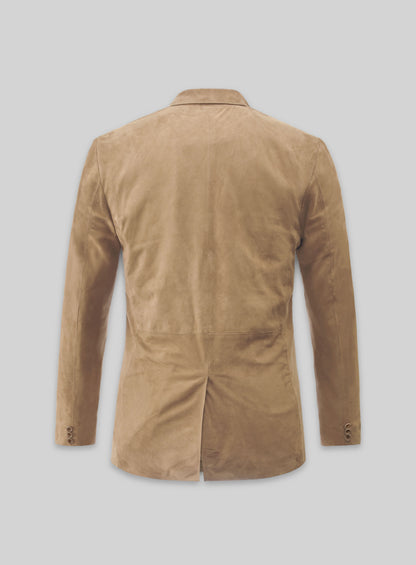 Latte Beige Suede Leather Blazer