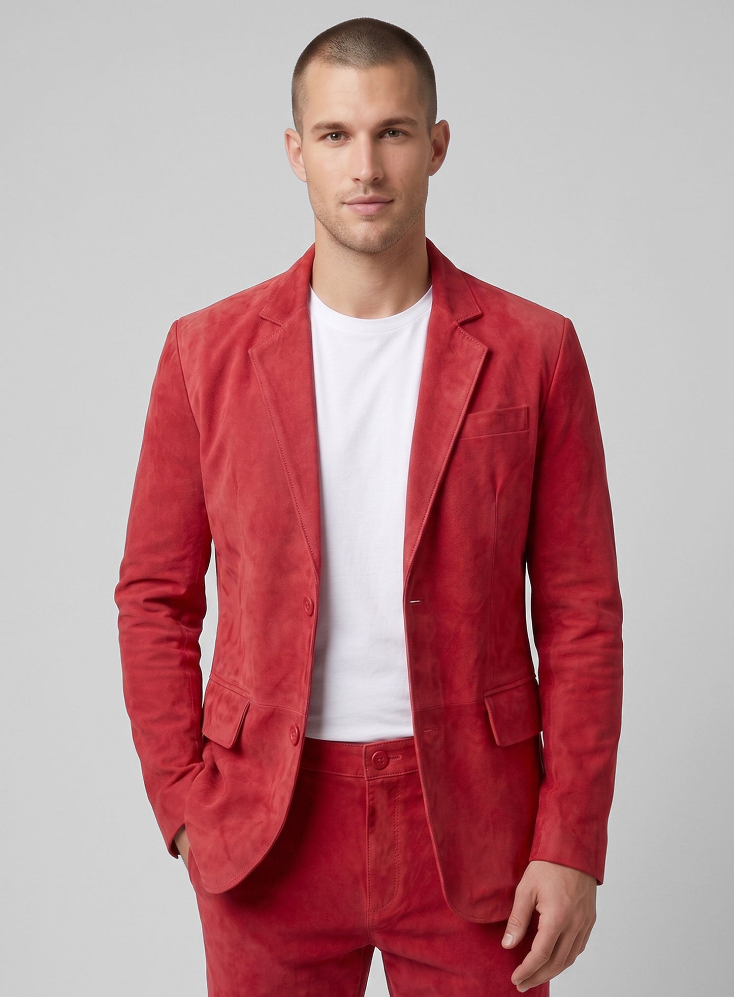 Lava Red Suede Leather Suit