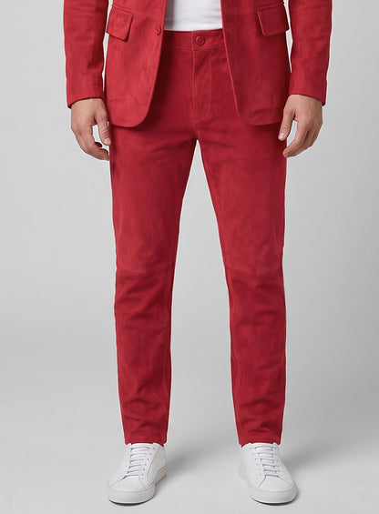 Lava Red Suede Leather Suit