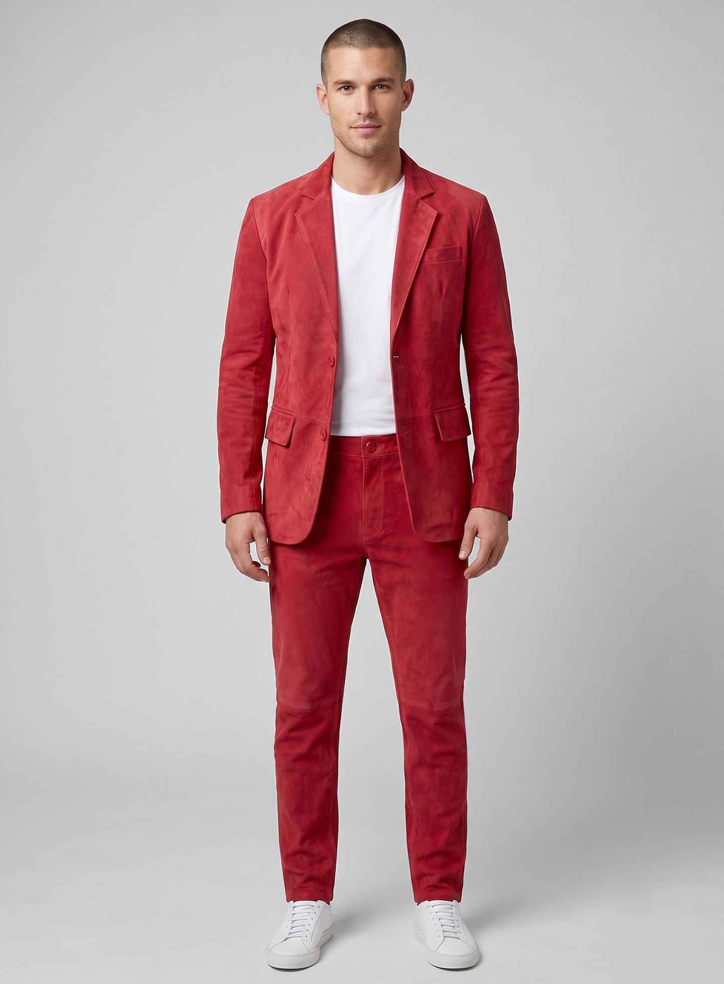 Lava Red Suede Leather Suit